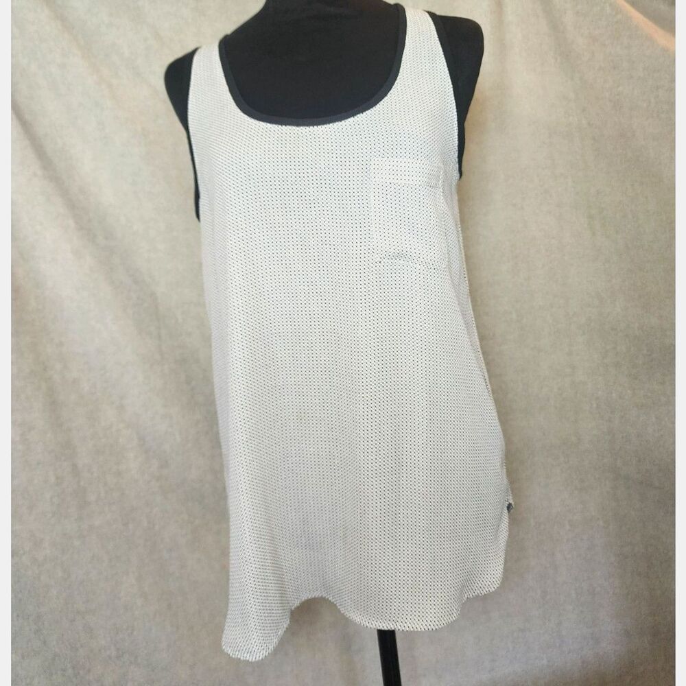 Ann Taylor Loft Sz S FLowy Minimalist Tank Lightweight Summer White and Black